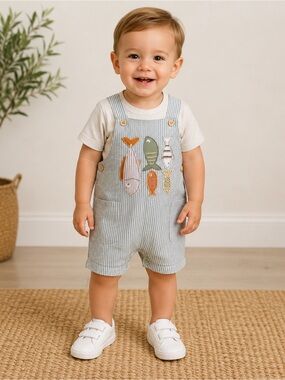 NWT Baby Essentials 2-piece fish romper set for baby 12M